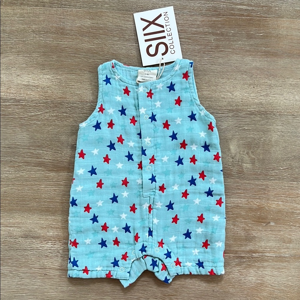 SIIX Organic Cotton Muslin Stars Shortie Romper 0-3 18-24 months